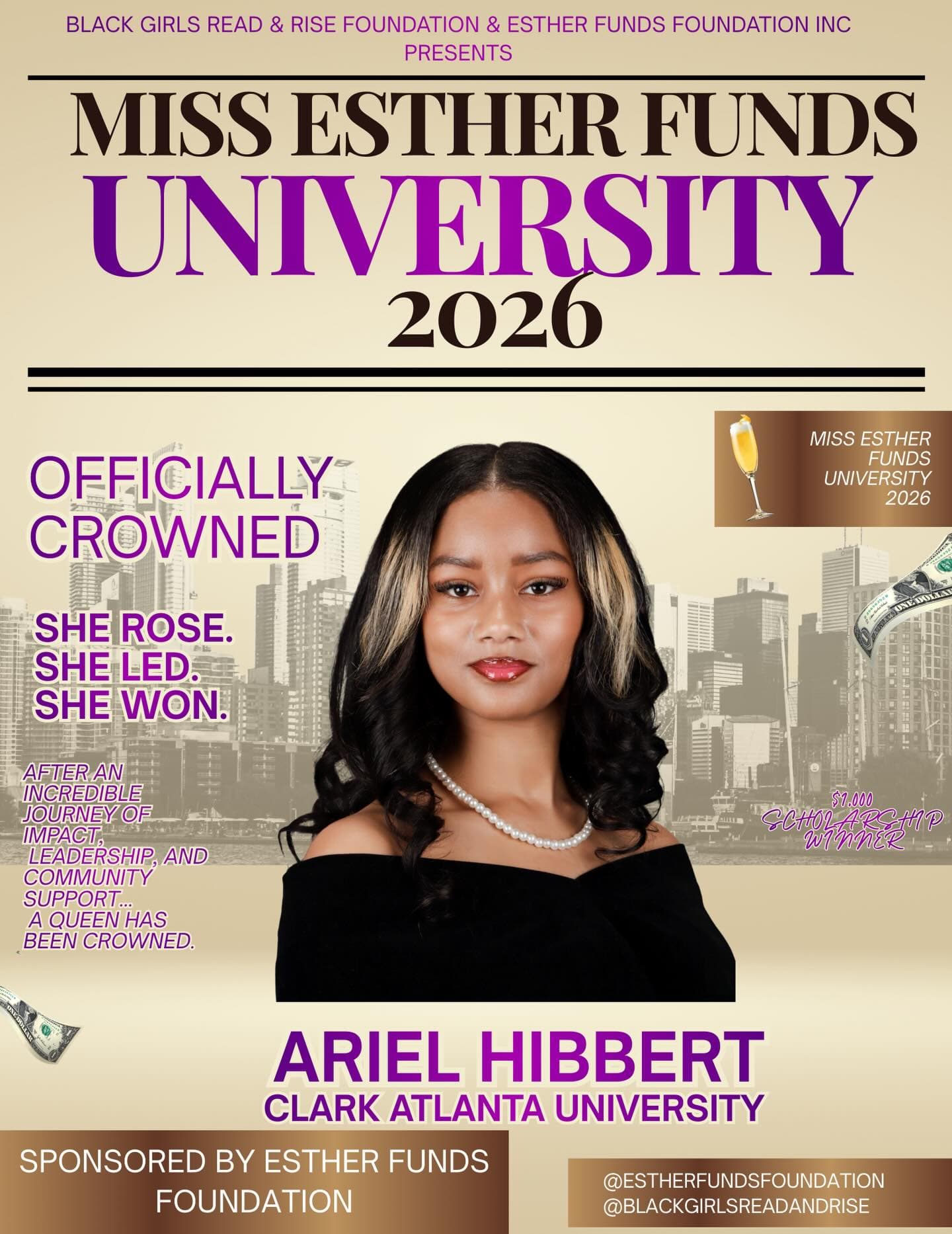 Official Esther Funds Foundation recognition for Ariel Hibbert