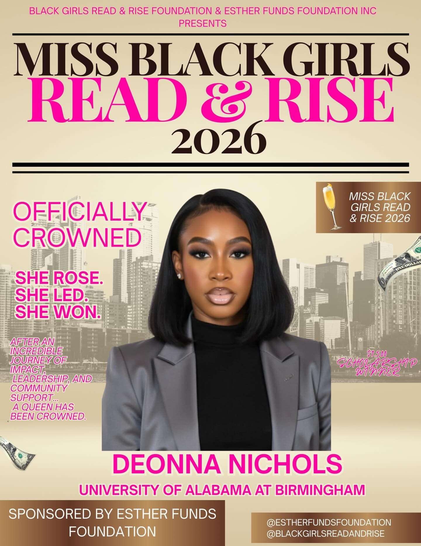 Official Esther Funds Foundation recognition for Deonna Nichols