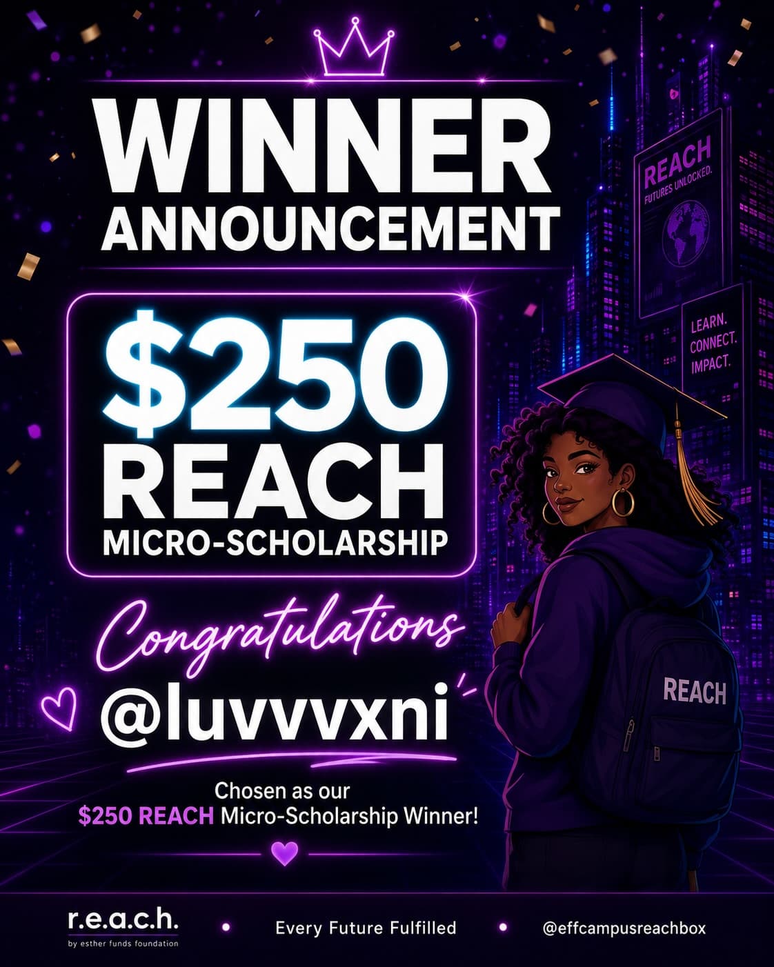 Official Esther Funds Foundation recognition for Najila (@luvvvxni)